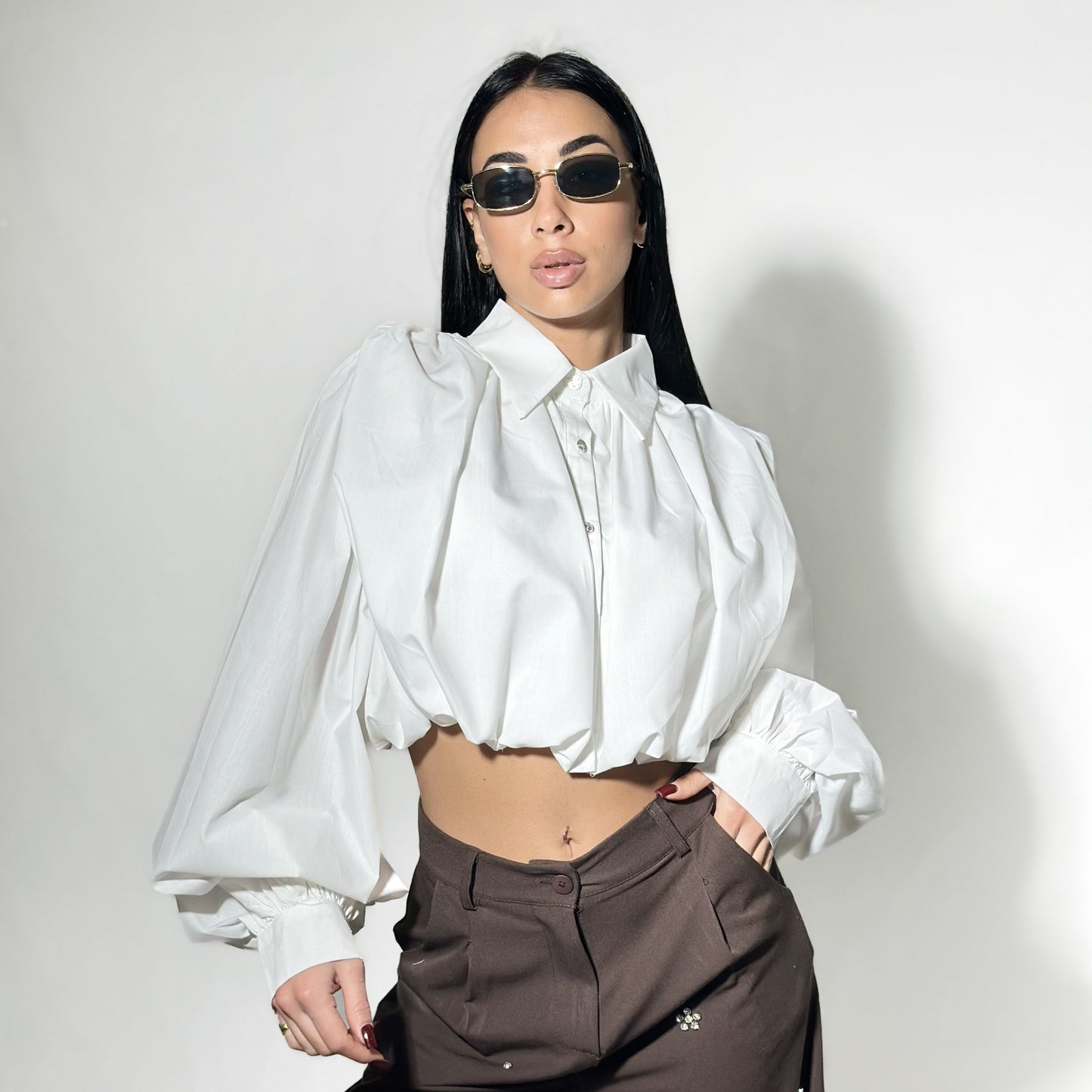 Camicia con manica a palloncino