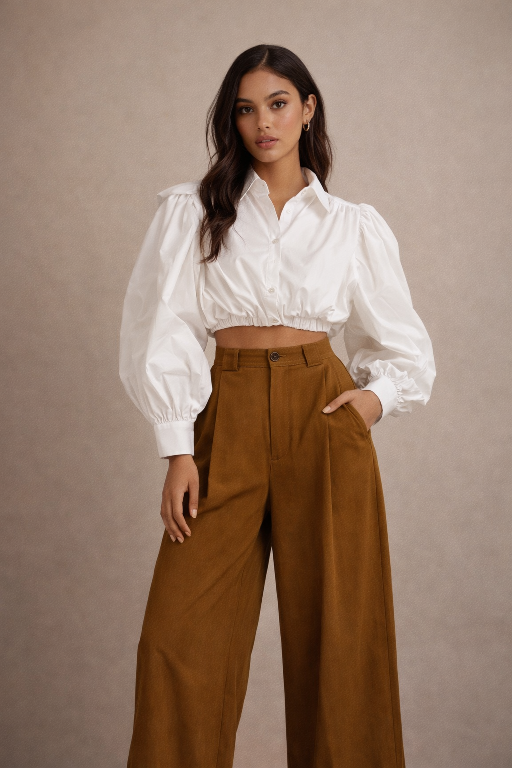 Camicia con manica a palloncino